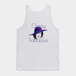 Classy and Fabulous | Lady wearing a blue hat with a red rose Tank Top